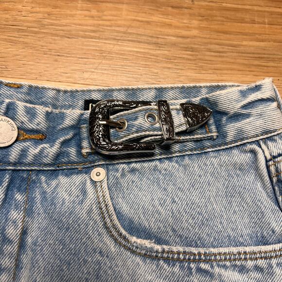 BLANKNYC "The Barrow" High-Rise Western Buckle Denim Shorts Size 26 - Picture 2 of 6